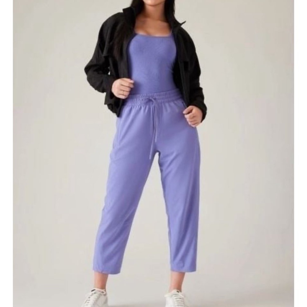 NEW Athleta Brooklyn Lined Ankle Pant Purple High Rise‎ Tapered Jogger Womens